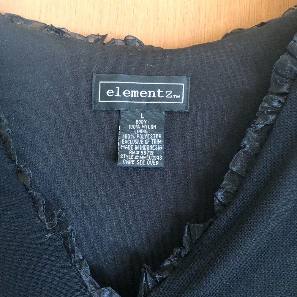 Nylon black top by ELEMENTZ in size Large empire waist style.